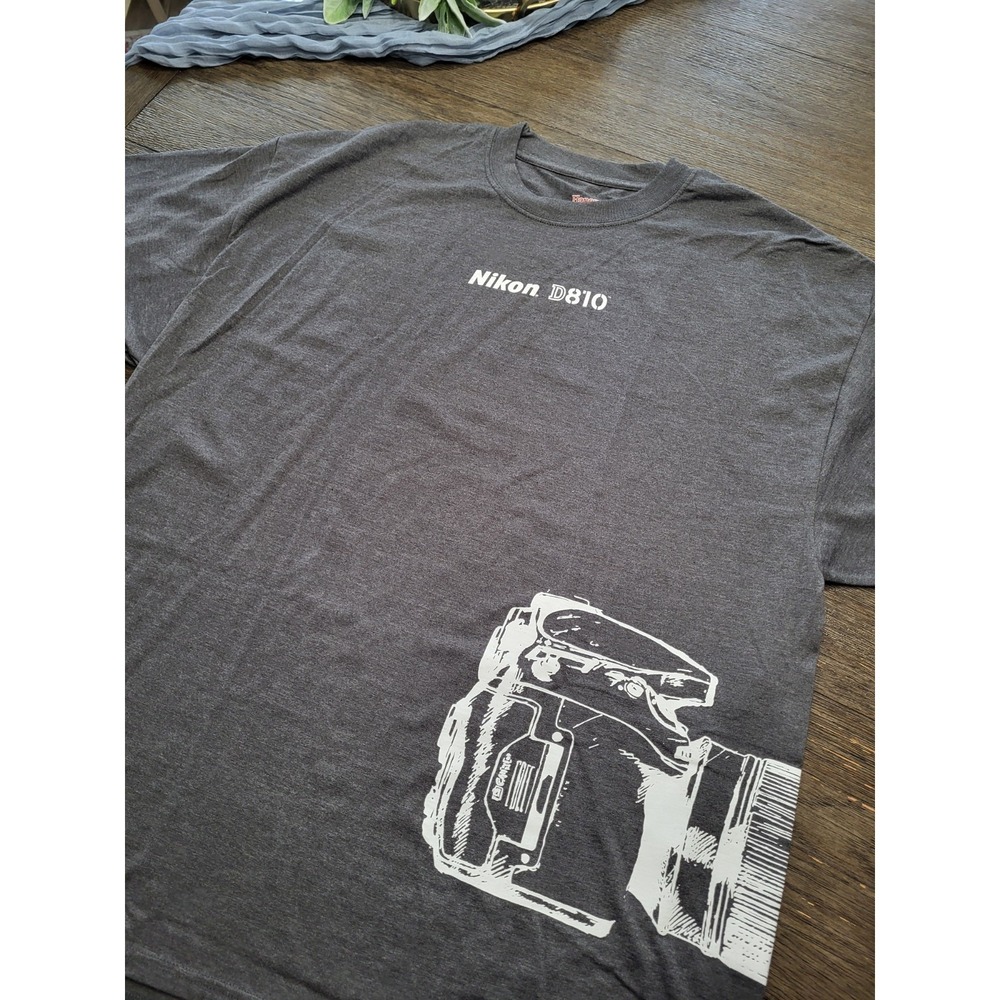 Vintage Hanes All Over Print Nikon T Shirt Size XXL GRaY D810 CAMERA SOFT!!!